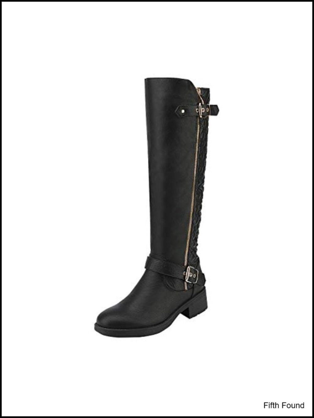Wide Calf Knee High Boots Faux Leather Zip Riding Boots